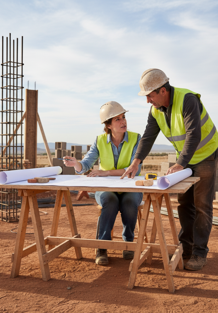 dos arquitectos en una mesa